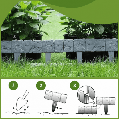 10x Bordură de grădină cu aspect de piatră – StoneEdge